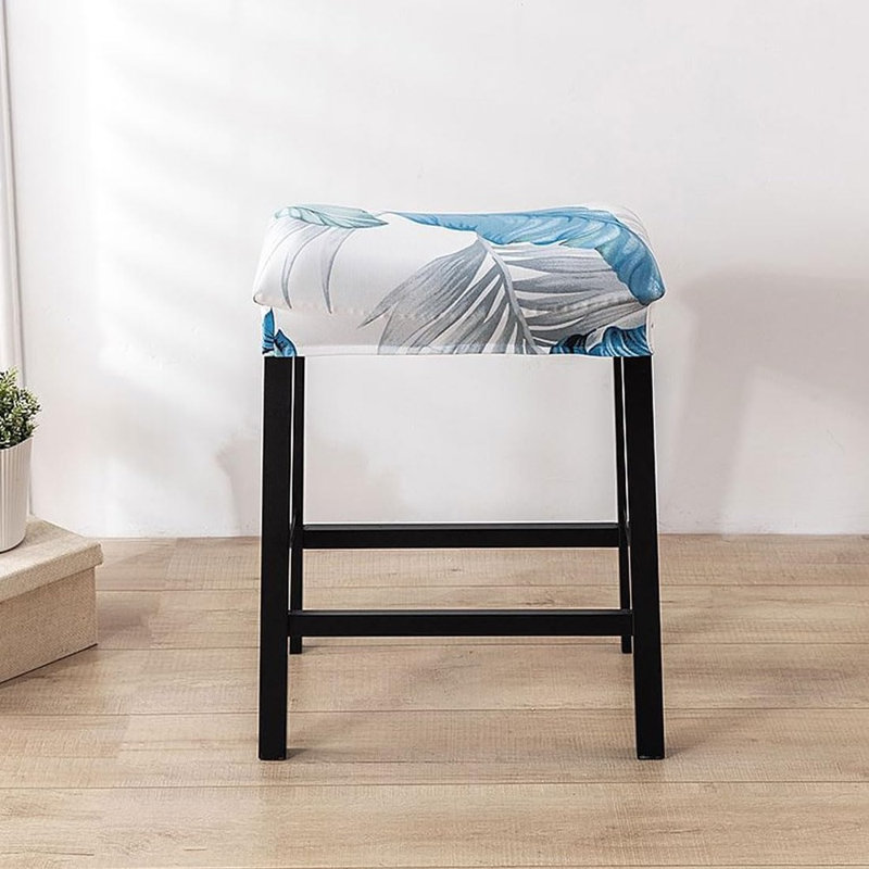 Ensemble de 4 tabourets de bar rectangulaires imprimés à hauteur de comptoir avec housses de selle et housse de protection
