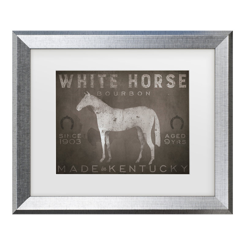 «White Horse With Words» par Ryan Fowler, Argent, H 14,5 po x l 17,5 po x P 0,75 po