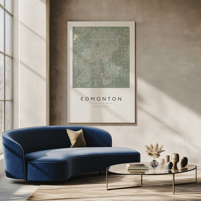 Edmonton Street Map, reproduction d'art sur toile, 20 po x 30 po, Toile tendue