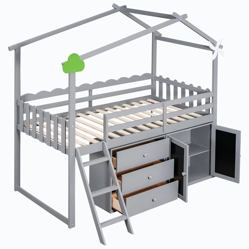 Lit pour enfants Byromville, gris