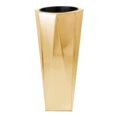 36" Gold Tone Metal Prism Planter