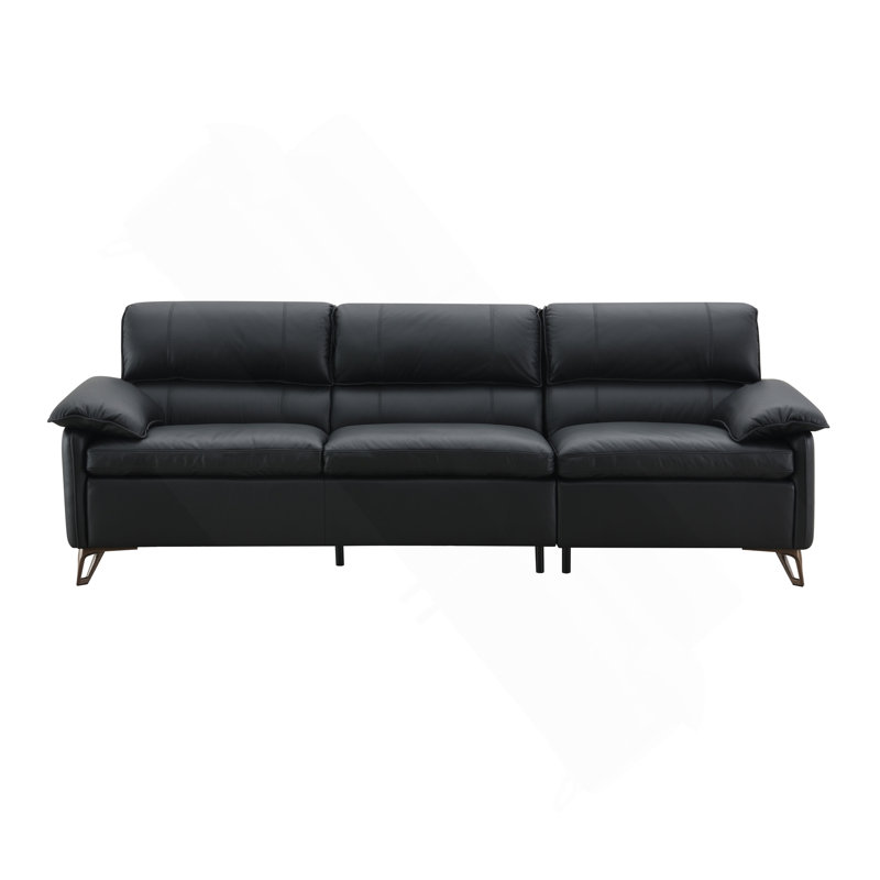 Canapé noir en cuir fleur