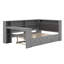 Lit plateforme double en bois avec tablettes de rangement-510147343