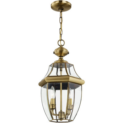 2 Light Outdoor Chain Lantern Pendant with Clear Glass Shade