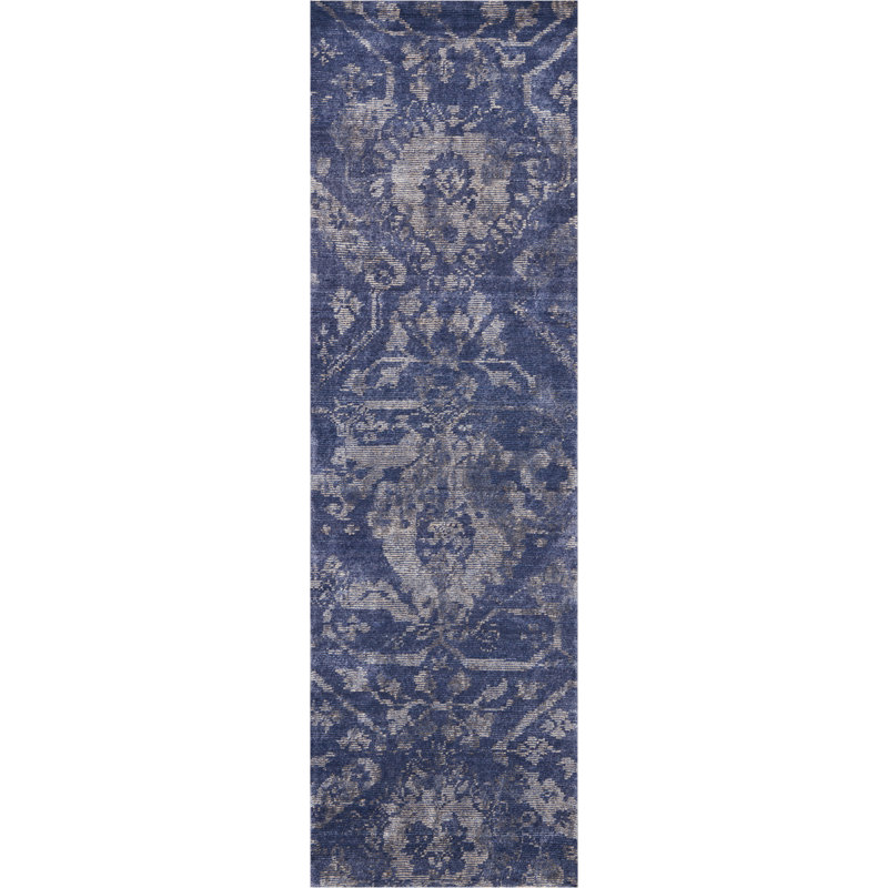 Tapis noué à la main Culbreth, Tapis de couloir 2 pi 3 po x 8 pi