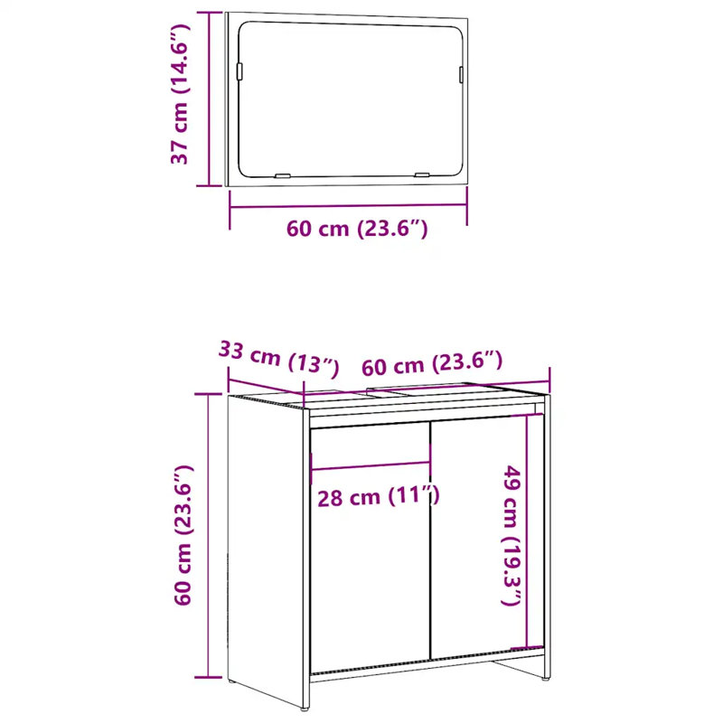 Dorlan 60cm Bathroom Vanity Base Only, Artisan Oak