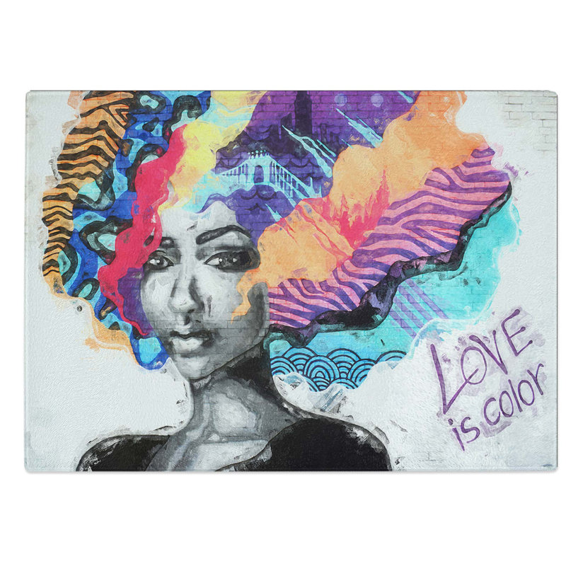 Glass Love Is Colour Street Art in Abstract Chopping Board, 39 cm W x 28.5 cm L