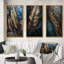 «Gold Feather Glamour», 3 pièces sur toile-274317277-274317265