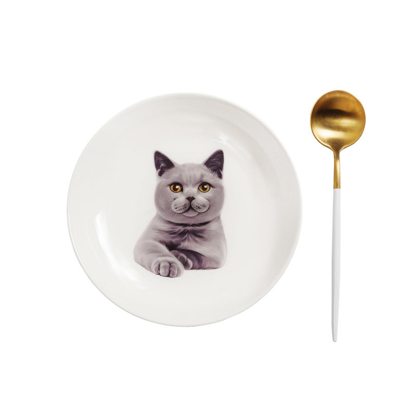 Ensemble de 8 assiettes en porcelaine à motif moyen - Chartreux