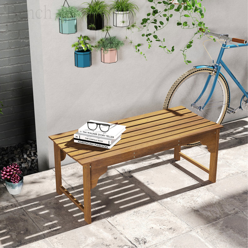 Banc Banc de jardin, banc de parc extérieur avec siège à lattes pour espace de vie, Naturel
