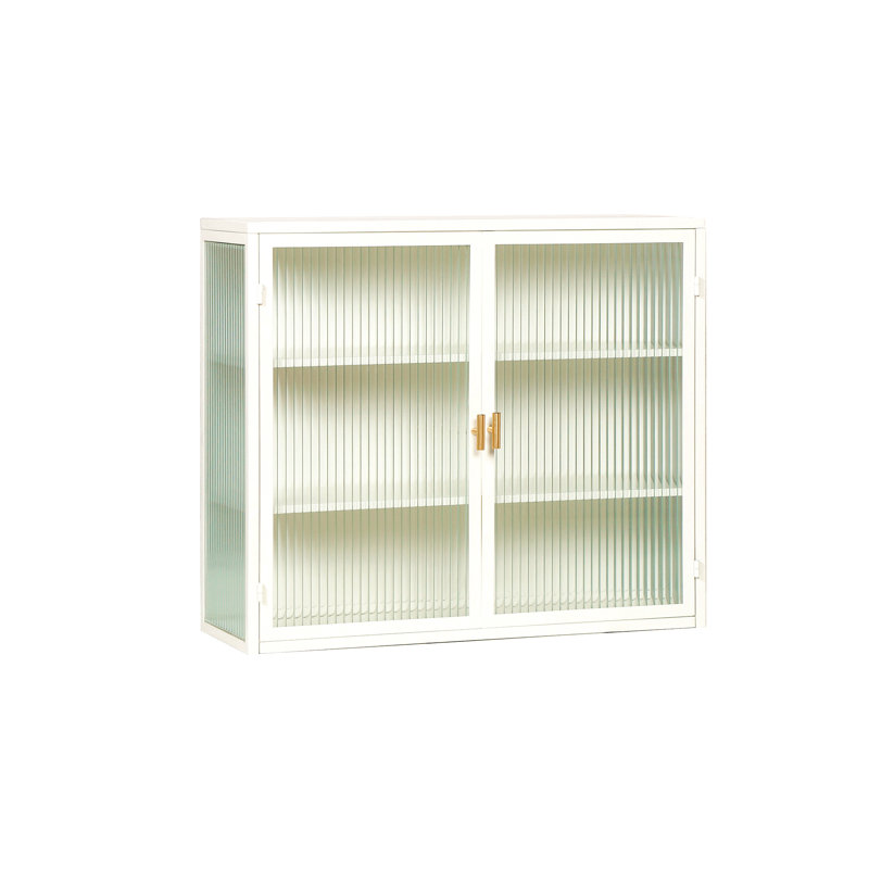 Armoire murale moderne 27,56 po à deux portes avec rangement à trois niveaux, Blanc