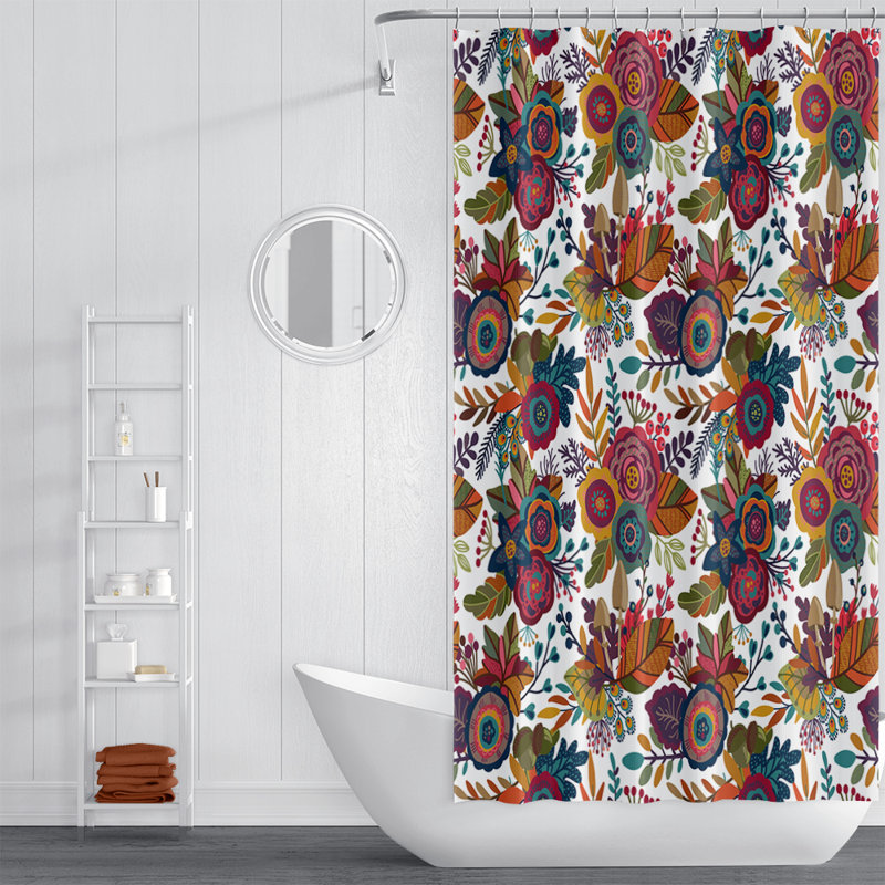 Rideau de douche simple à motif floral, H 93 po x l 70 po