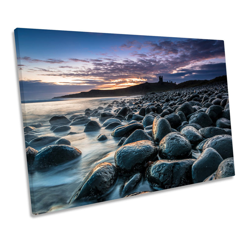 Dunstanburgh Castle Sunset CANVAS WALL ART Framed Print, 61cm H x 91.4cm W
