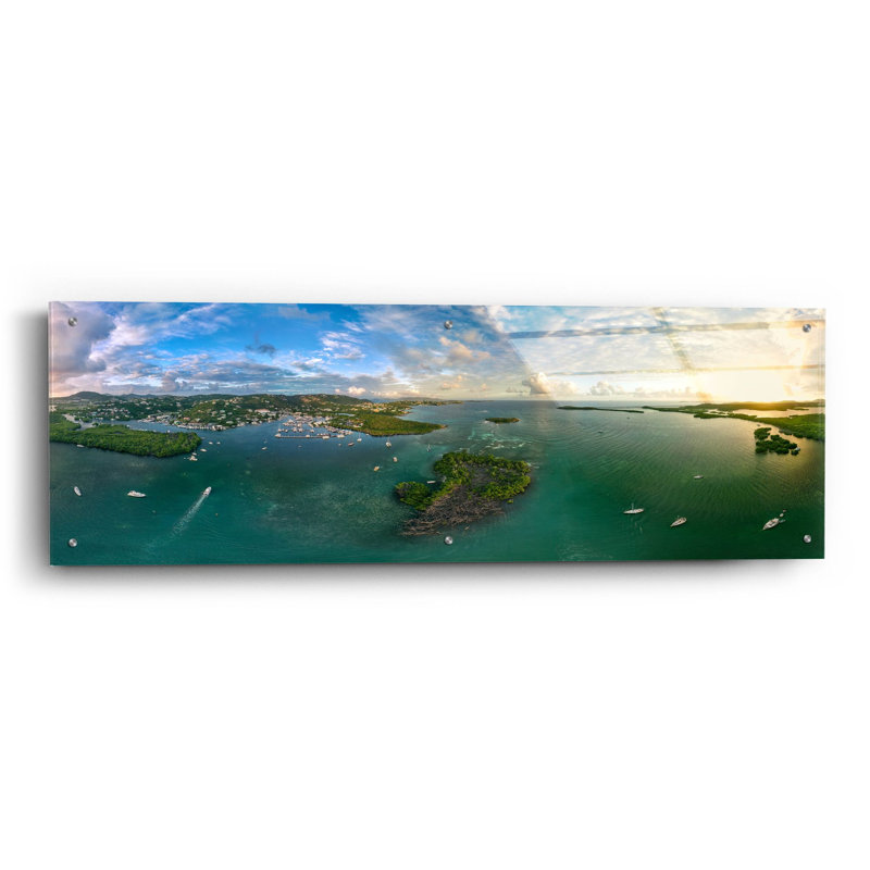 «St Thomas USVI Sunset Panorama» par Epic Portfolio, art mural en verre acrylique, H 16 po x l 48 po x P 0,2 po