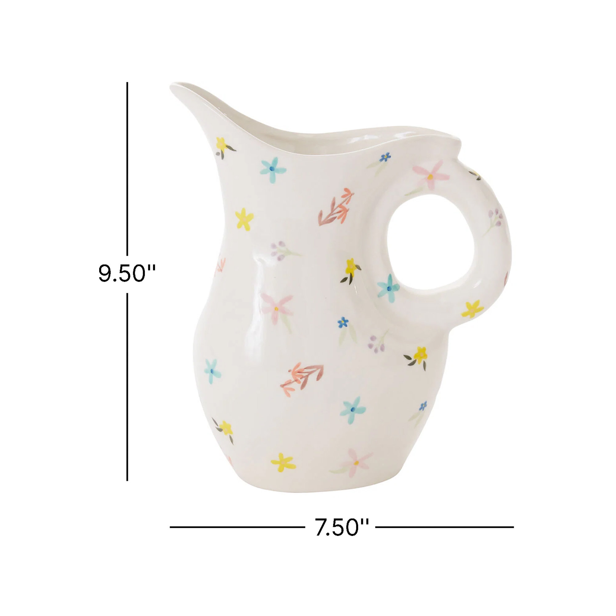 Ditsy Floral Pitcher 7.5"x 4"x 9.5"