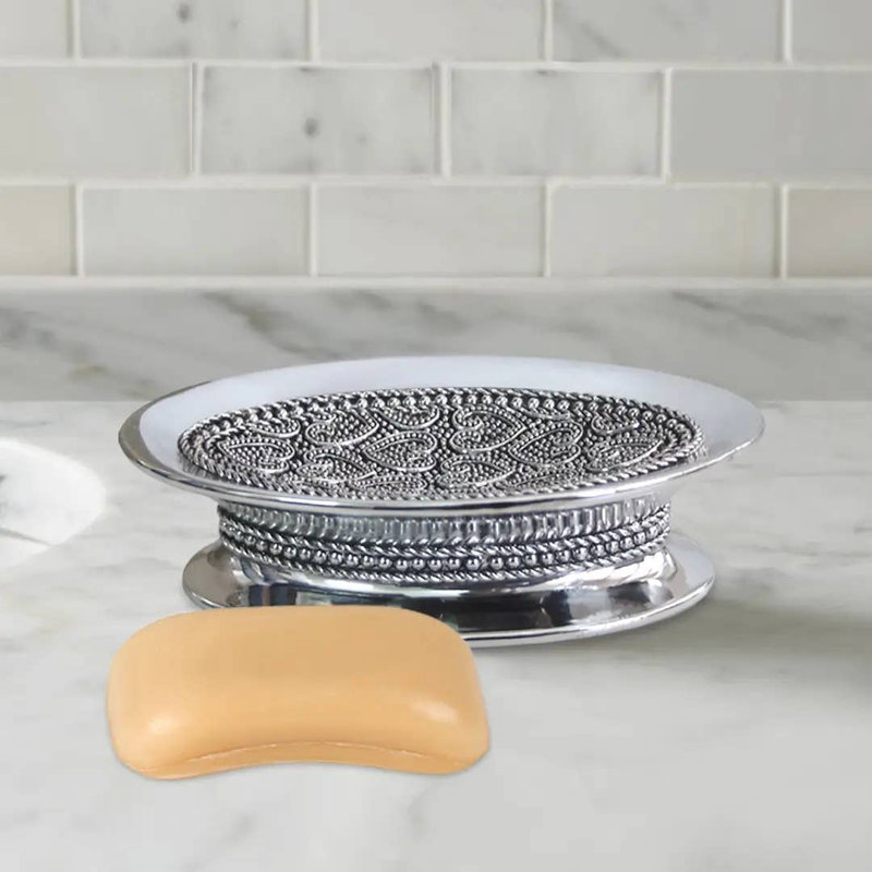 Porte-savon Oneita pour comptoir de salle de bain, douche et cuisine | Résine / chrome
