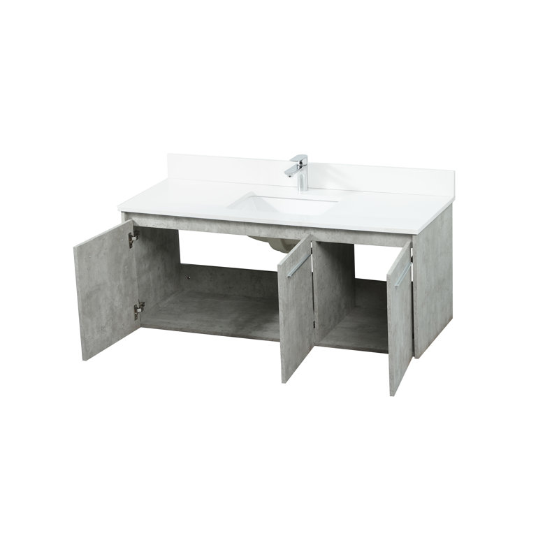 Ensemble de meuble-lavabo simple mural 48 "Penn, Gris béton