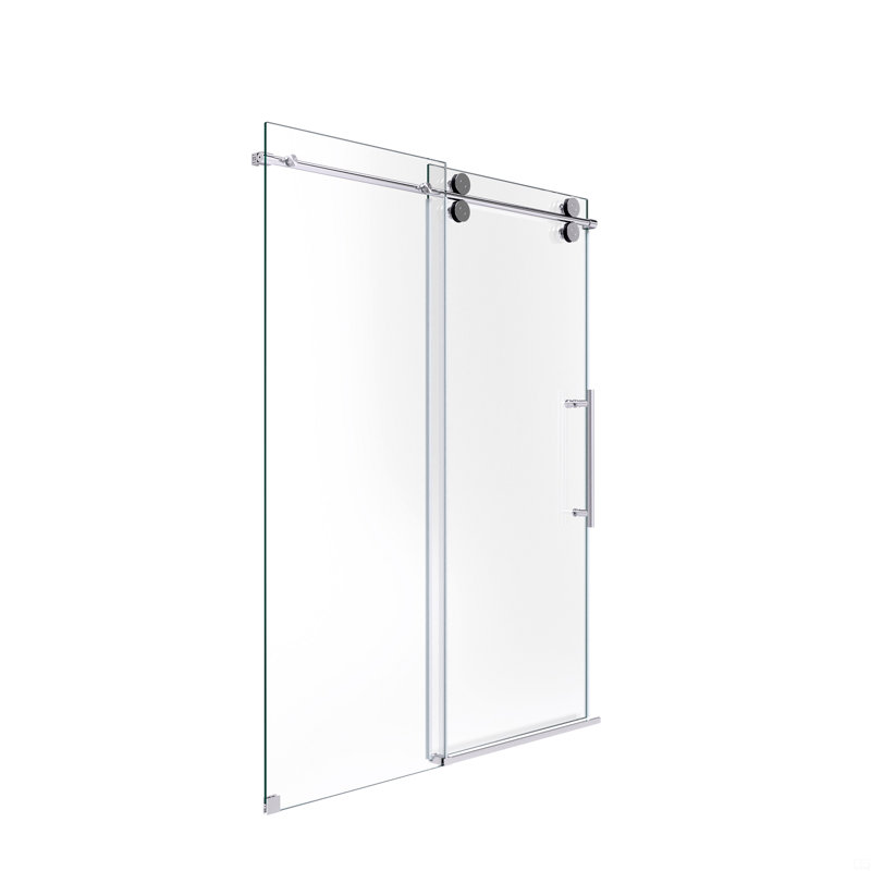 44"-48"W*76" H Frameless Single Sliding Shower Door – 5/16" (8Mm) Clear Tempered Glass, Silver