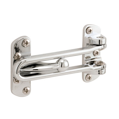 Prime-Line Diecast Security Swing Bar Lock for Hinged Swing-In Doors, 3-7/8 Inch Bar Length by 2-1/2 Inch Height, Chrome, Set of 1