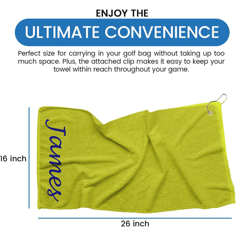 Cotton Embroidered Golf Towels Kitchen Towel, Lime Green, Yes