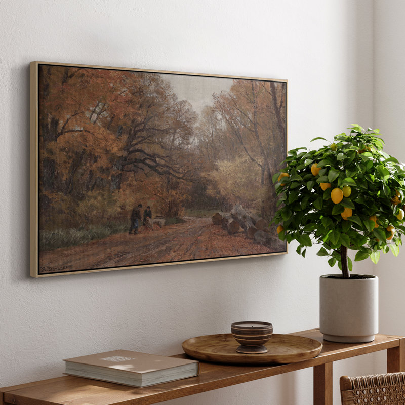 «Vintage Landscape -CCCX» sur toile, H 27 po x l 41 po, Bois naturel