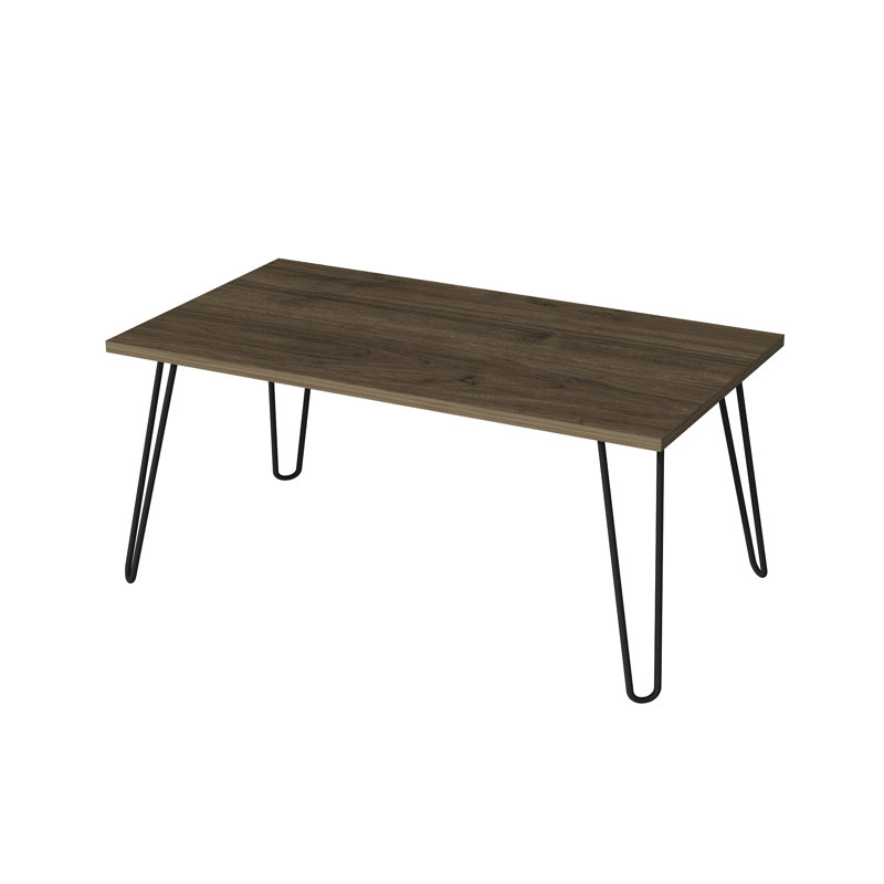 Coffee Table With Metal Legs, 46.8cm H x 90cm W x 60cm D, Black