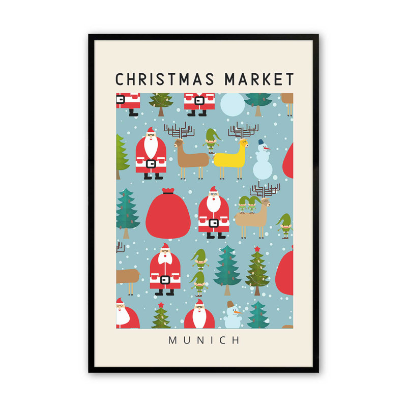 Marché de Noël de Munich, H 11 po x l 9 po, Cadre photo noir satiné