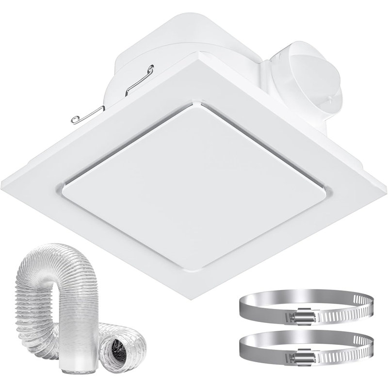 Ventilateur de salle de bain, Ventilateur de salle de bain carré silencieux 111 pi3 / min, 1,0 sones