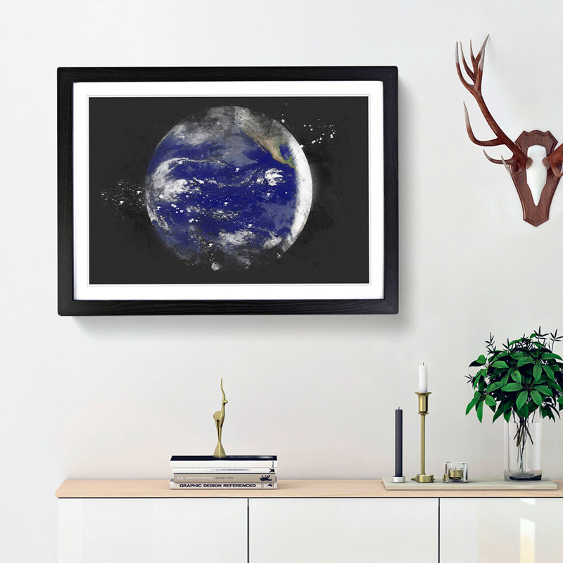 A Satellite Image of Earth - Picture Frame Graphic Art Print, 62cm H x 87cm W x 2cm D, Black Framed