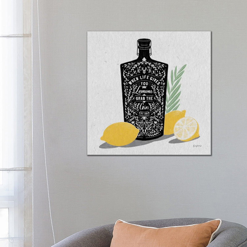 Fruity Spirits Gin by Becky Thorns - Wrapped Canvas Print, 66.04 cm H x 66.04 cm W x 3.175 cm D