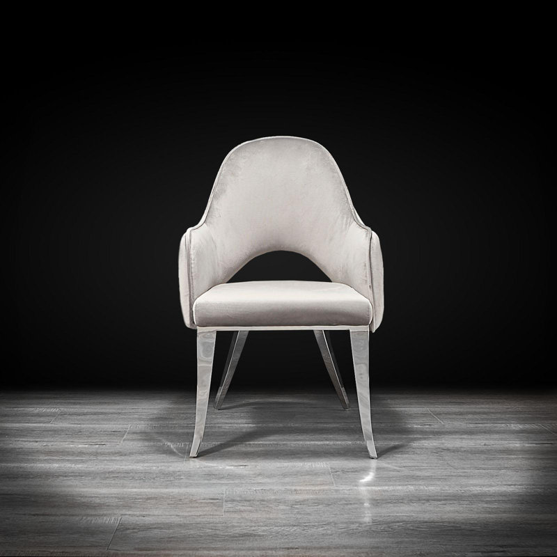 Chaise d'appoint en velours Merriott, Gris, Argent