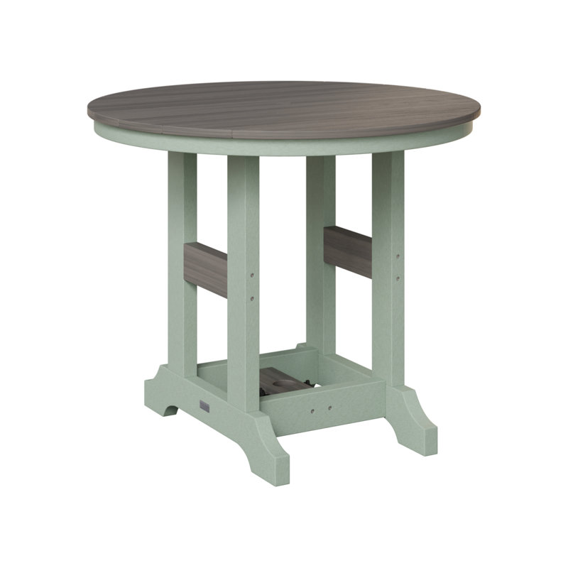 Garden Classic Outdoor Round Bar Table, Seafoam, Coastal Gray