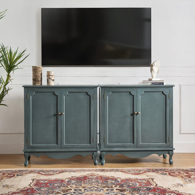 Arshawn Traditional Solid Wood 2 - Door Accent Cabinet With Simple Assembly Set of 2