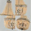 Lustre style campagne moderne à 3 lumières avec accents perlés