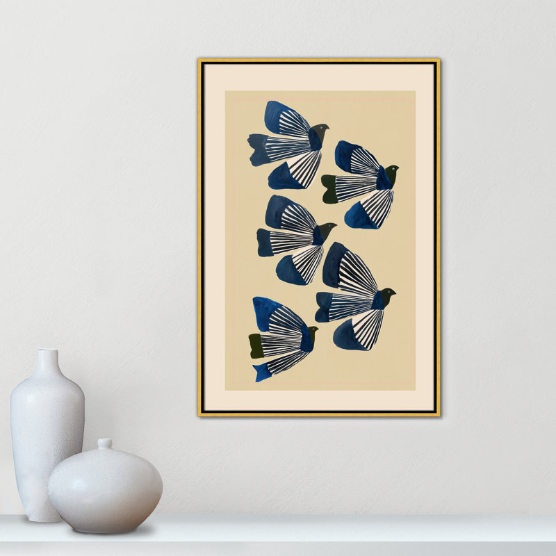 Imprimé indigo par ville, Toile avec cadre, L 25,5 po x H 37,5 po, Gold Floater