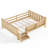 Full Size Solid Wood Kids Floor Bed with Storage Bookcases, Stairs & Guardrails, No Box Spring Needed, Montessori Platform Bed, Light Natural-316047238-316047233