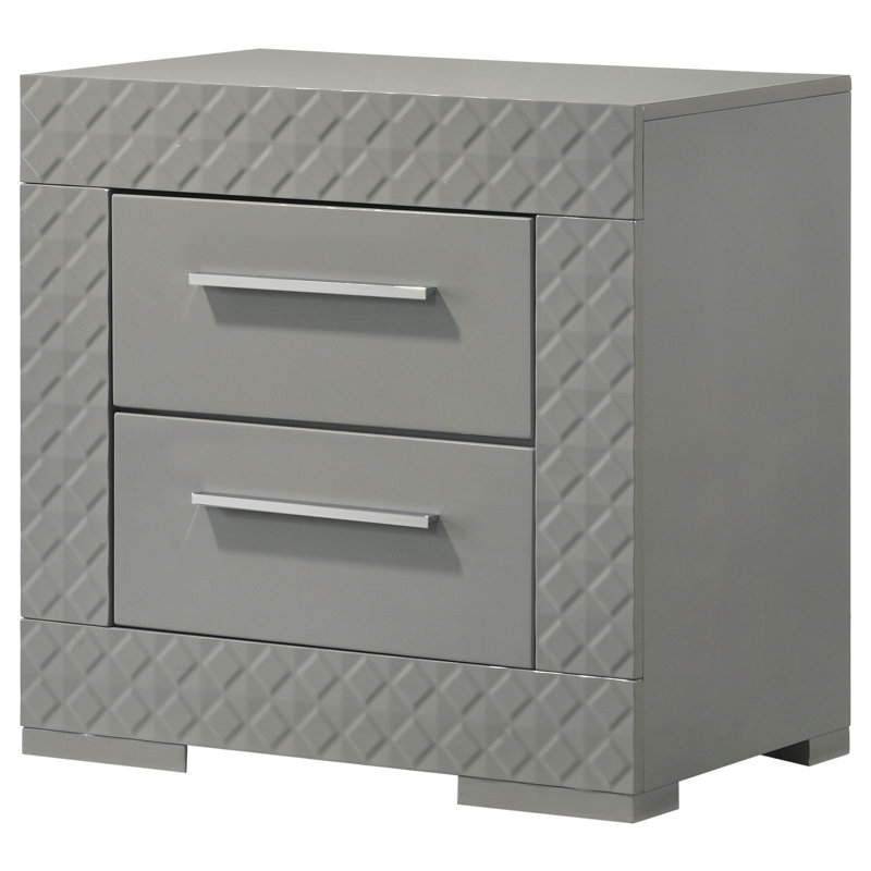 Table de chevet 2 tiroirs Pierce, Gris