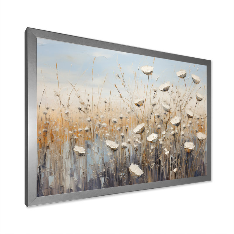 Minimalisme Wildflower Wonderland II sur toile, Cadre simple argenté, H 24 po x l 32 po x P 1 po