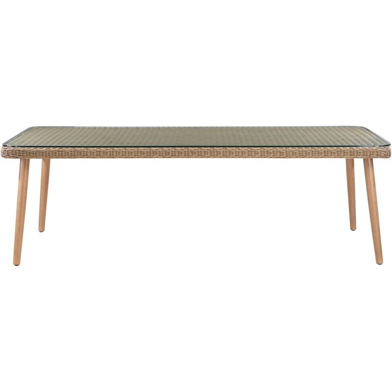 Table de salle à manger de patio en verre trempé naturel 96 po Avishay, Natural