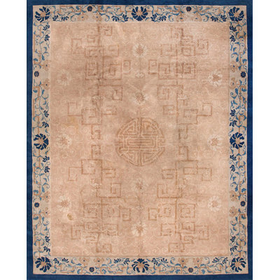 Ivory Beige Cream White Antique Wool 1930s Hand Knotted Pile Rectangle Rug