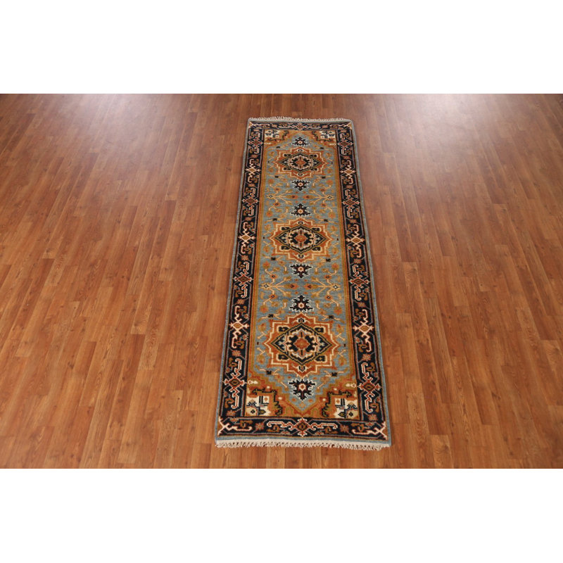 Tapis de couloir traditionnel bleu clair 3x8