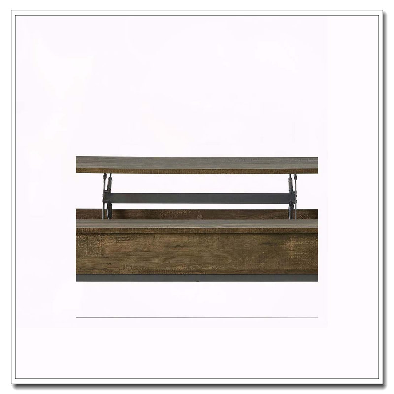 Table basse à plateau relevable brun chêne et sable noir