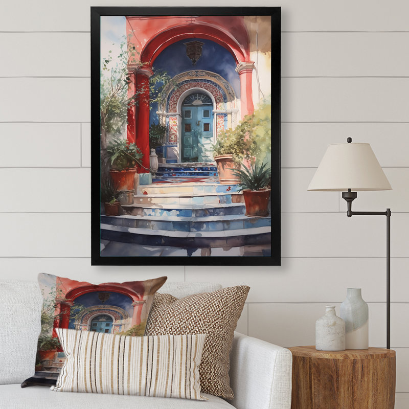 «Rustic Stairway Entrance To Country Cottage I», reproduction sur toile, Cadre photo noir, H 40 po x l 30 po x P 1,5 po