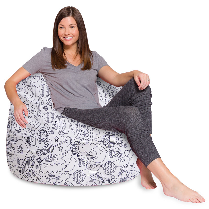 Fauteuil à billes pour enfants, adolescents et adultes - Rempli de perles souples, comprend une housse amovible et lavable à la machine - Plusieurs couleurs, tailles et tissus, y compris nylon doux et toile avec motifs