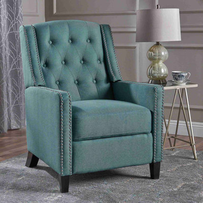 Chaise classique à dossier en tissu bleu sarcelle