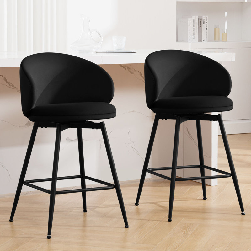 Tabourets pivotants rembourrés, Noir, Tabouret de bar (siège d'une hauteur de 30 po), 2