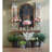 34X54.3" Large Arched Accent Mirror With Brown Frame With Decorative Window Look Classic Architecture Style Solid Fir Wood Interior Decor