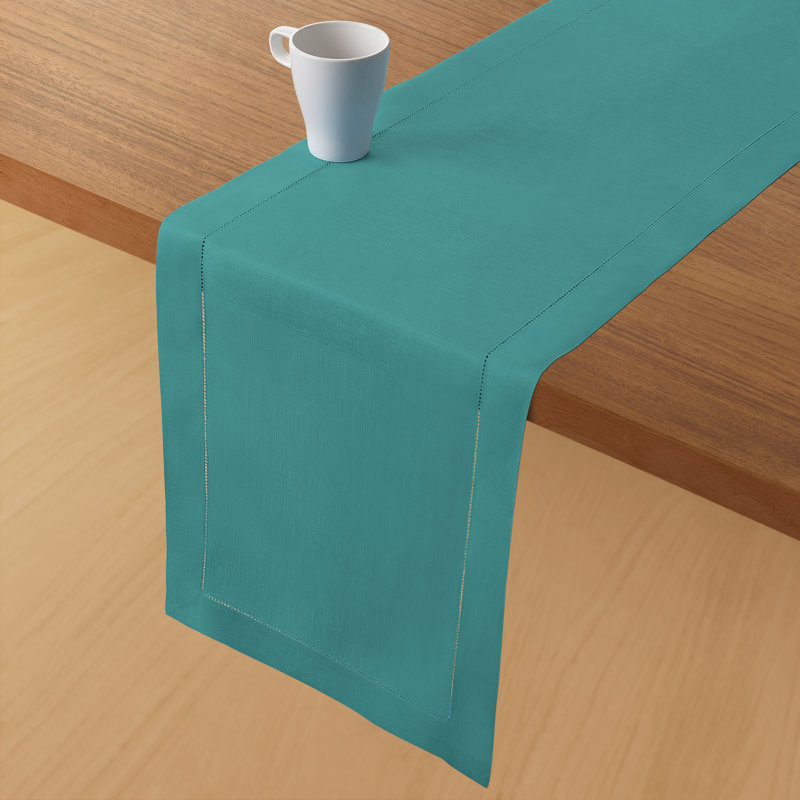 Chemin de table 100% lin D'Okok Homes, Bleu sarcelle, L 60 po x P 14 po