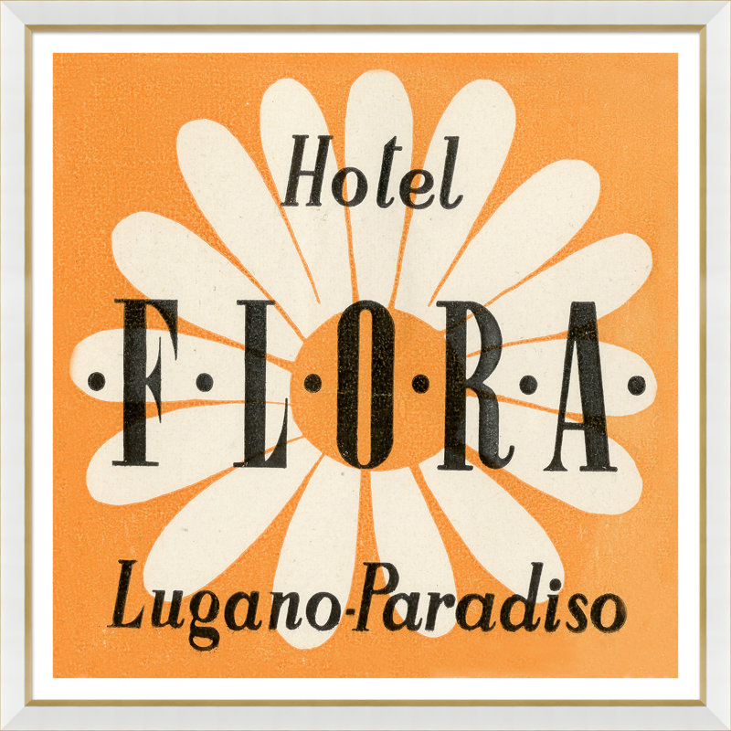 «Hotel Flora» - Cadre photo avec publicité sur papier, Gris, H 43,25 po x l 43,25 po x P 1,75 po