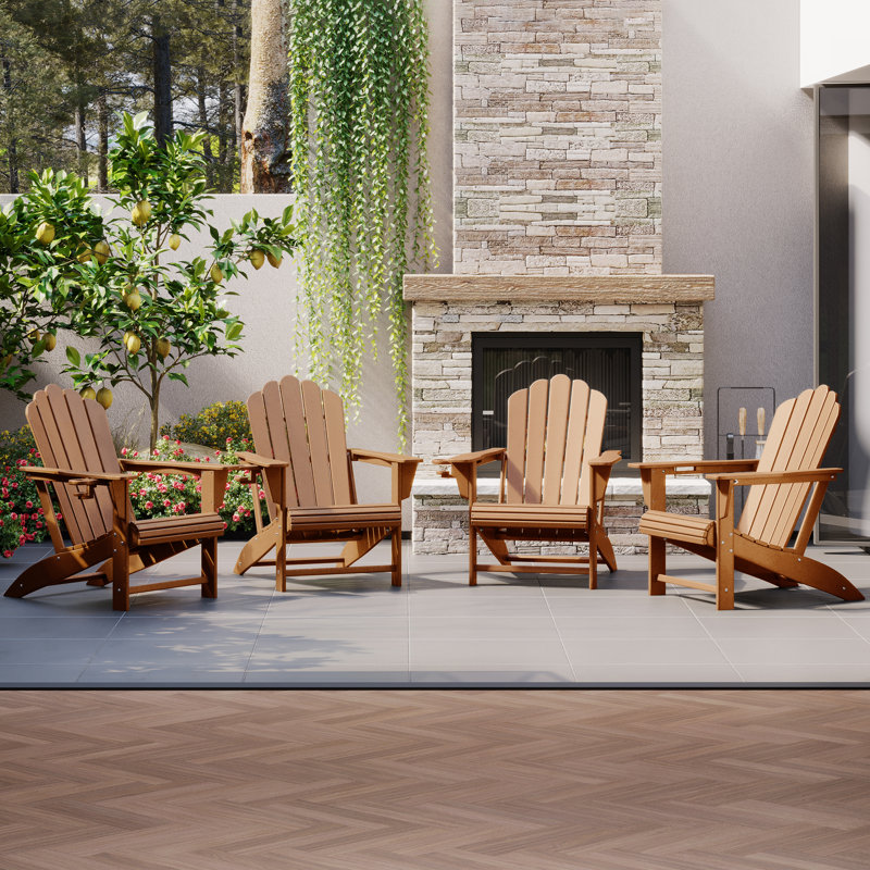 Chaise Adirondack d'extérieur en poly (ensemble de 4), Tanné